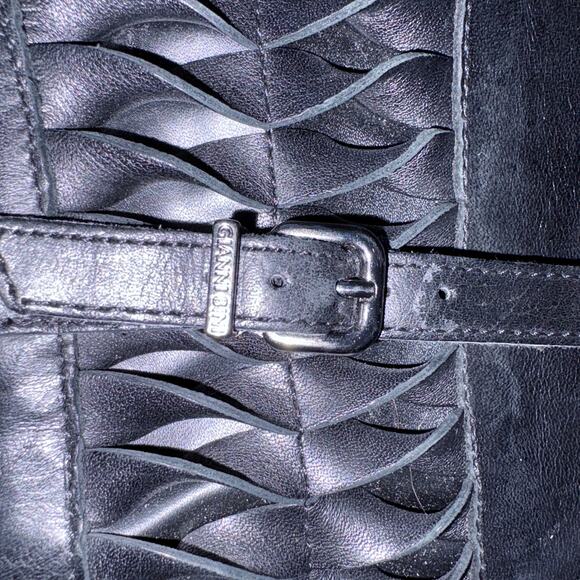 Gianni Bini Black Leather Knee High Boots Woven Detail Riding Style Size 8.5M - Picture 4 of 8